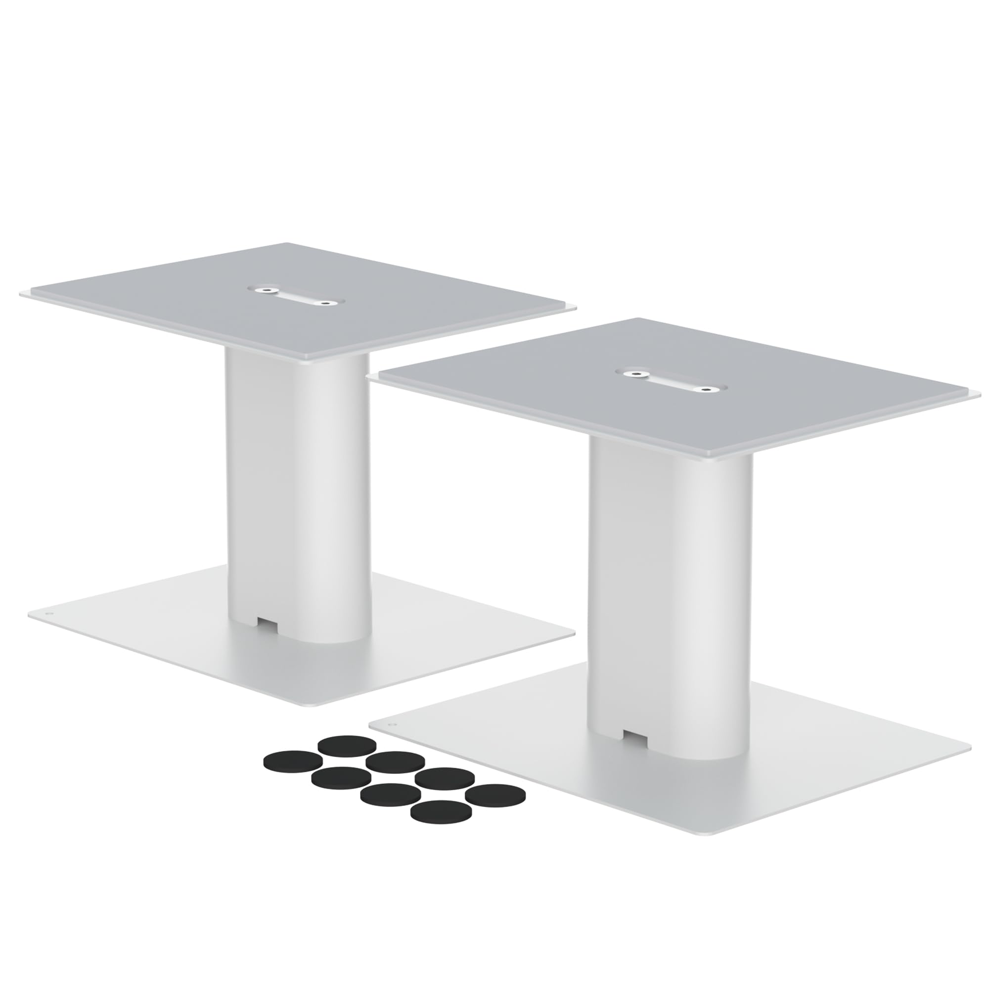 suptek Statyw pod głośnik biurkowy z tacką 16,5 x 20 cm, uniwersalny, idealny do kina domowego i biura, wysokość 157 mm, maks. obciążenie 20 kg, opakowanie 2 szt., biały SDM003MW