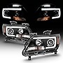 AKKON - For 2015-2022 Chevy Colorado Full LED Daytime Running Lamp Bar Projector Headlights Black Housing Clear Lens Set