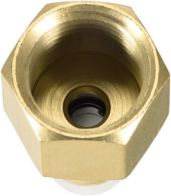 sourcing map Push to Connect Tube Fittings 6mm Tube OD x 3/8 PT Female Straight Pneumatic Connector Pipe Fitting Golden Tone 2Pcs - Image 5