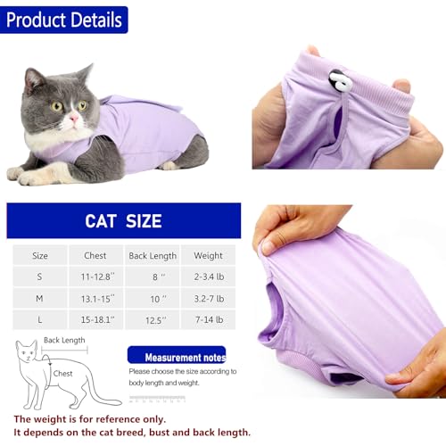 Traje de recuperación para gato con heridas abdominales sustituto de collarín 4