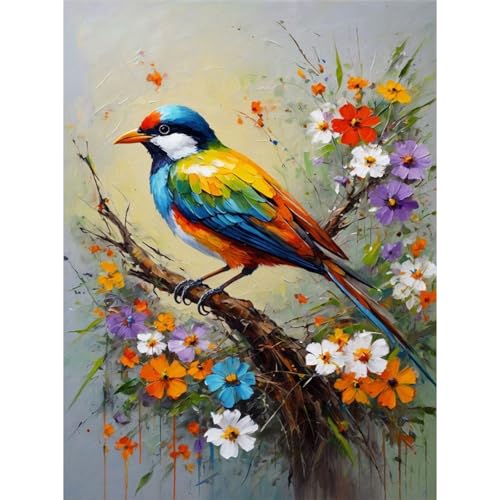 Ricuved Diy Pájaros Pintura Diamante Kit Para Principiantes, 5d Animales Diamond Painting Kit Adultos,Punto De Cruz Diamante 30x40 Cm
