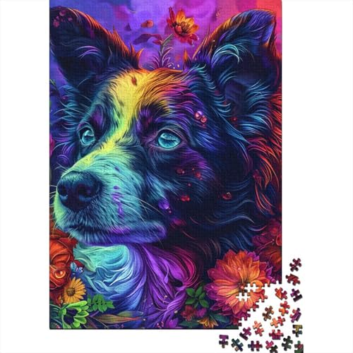 Puzzle carré créatif de 1000 pièces Border Collie pour Adultes et Puzzles en Bois, Jeu Stimulant, 1000 pièces (75 x 50 cm)