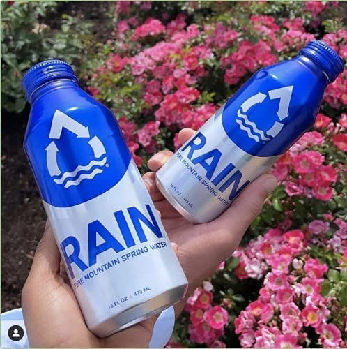 RAIN, Spring Water, 16 Oz, 24 Pack, Bottled At The Source, Plastic-Free Recyclable Eco Friendly Aluminum