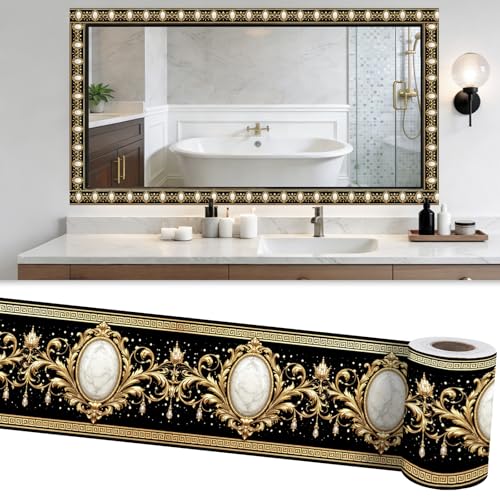 seader Gold Oval Wallpaper Border Peel Stick 3.94 x 196.85 in PVC