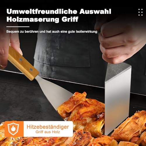 4mm Plancha Grillplatte, 30×40cm, Auslaufsicheres Design Plancha Grill. Mit 2 Dicken Grillschaufeln Ausgestattet. Plancha Grillplatten für Familienfeier, Perfekt Geeignet für Gasgrill, Teppanyaki, Ind