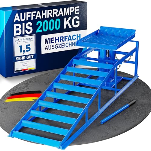 WERKTHOR Hydraulische Auffahrrampe PKW Höhenverstellbare Rampe Auto mit Sicherheits-/Überdruckventil [<2T] Hebebühne Auto [1 Stück]