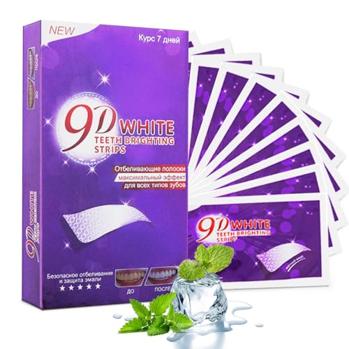 28 Piezas Tiras Blanqueadoras Dientes,Blanqueador Dental, Blanqueadoras dientes Teeth Whitening Strips para Aliento Fresco Fácil de Usar,Elimina Manchas de Tabaco,Café,Vino