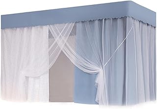 蚊帳 学生寮 上段と下段蚊帳 シングルベッド 室内カーテン ベッドテント プライバシーテント 取り付けが便利 遮光 通気性 防虫 防蚊 防塵 多機能取り付けが便利 (下段ベッド（長さ190 幅90 高さ90）,ブルー)