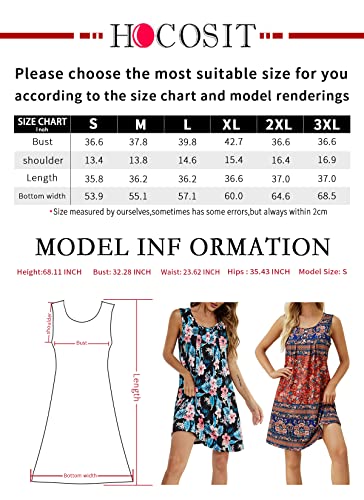 Hocosit Women's Floral Nightgowns Sleeveless Sleepwear Pleated Buttons Sleep Dress Scoopneck Nightwear Loungewear Blue Leaves Medium #TOP5