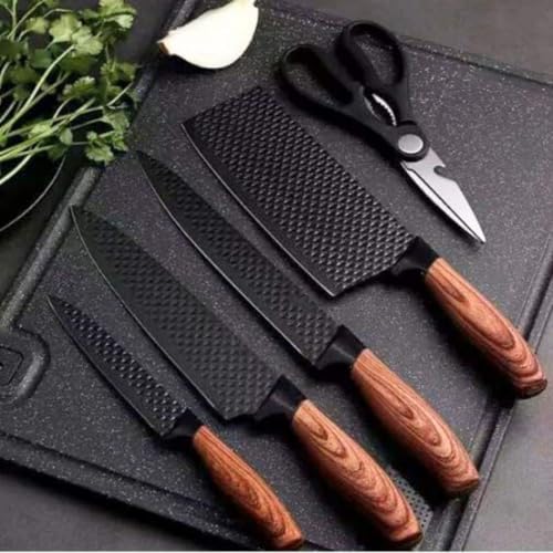 Facas de Cozinha Profissionais - Conjunto Completo com 6 Peças em Aço Carbono Carne Cutelo Legumes