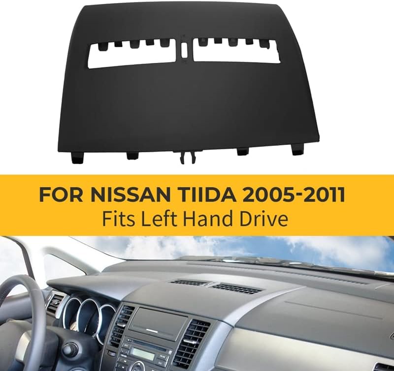 Car Finisher-Instrument Panel Cover for Nissan Tiida 2005-2011 Front Dashboard Middle Air Conditioner Outlet Vents Cover Shell (Black)