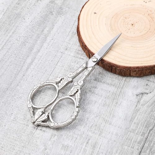 Yuanchu Stickschere Klein, Europäische Vogelschere, Drache Phönix Näh, Retro Handwerk Schere Edelstahlschere Stoffschere Handarbeitsschere Nähschere Textilschere Bastelscheren Handwerkliche (Silber)
