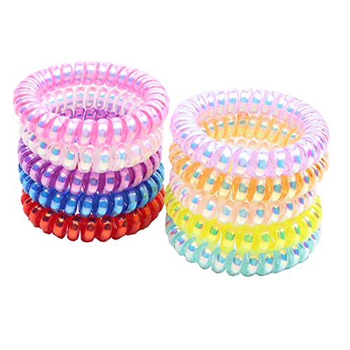 Spiral Hair Ties Coil Hair Ties Phone Cord Hair Ties Candy Color Hair Band No Crease Hair Ring Ponytail Hair Holder Multi-colors for Women Girls