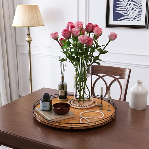 Image of 21 inch Lazy Susan Turntable, Wooden Organizer for Dining Table, Pantry, Kitchen, Countertop, Cupboard,Home Decor, Walnut