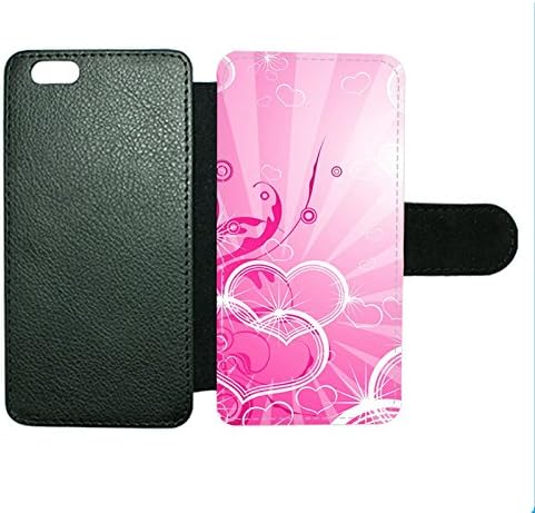 Case Fun Case Fun Pink Hearts and Swirls Faux Leather Wallet Case Cover for Apple iPhone 6 4.7 inch