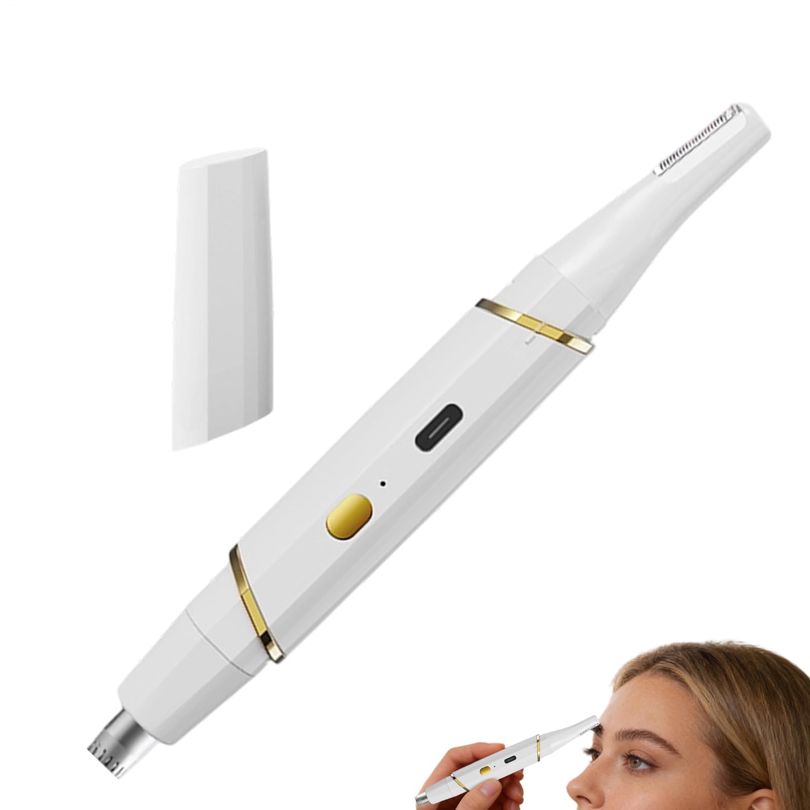 Brow Shaver Tool, USB Electric Trimmer, 6.3x0.59 Inches Grooming Device with Double Head, Facial Hair Cutter, Personal Care Accessory with Safe Use, Home Tools for Men and Family
