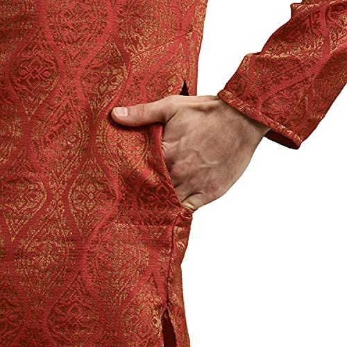 Image of Sojanya (Since 1958 Men'S Cotton Linen Blue Foil Printed Only Long Kurta