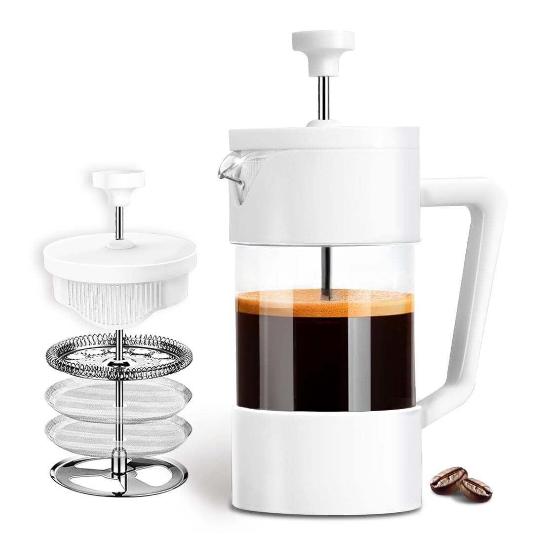 French Press Coffee Machine 350ml | Heat Resistant Borosilicate Glass and Double Filtered Perfection for the Perfect Brew| Makes 2 cups