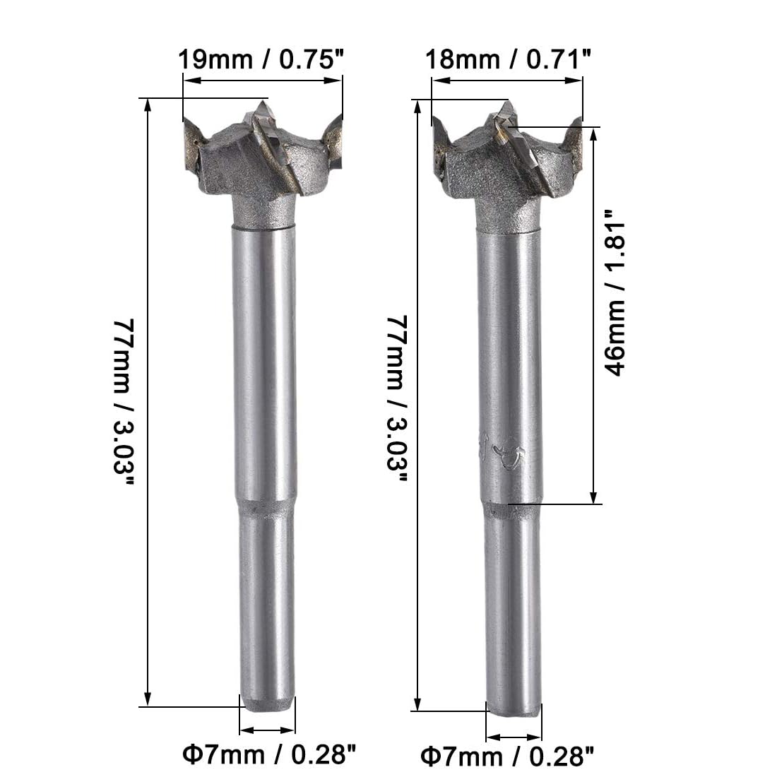 MACHSWON 2 PCS Forstner Drill Bits Tungsten Carbide Wood Hole Saw Opener Drill Bit 18mm+19mm Woodworking Drilling Boring Bit Cutter - Image 4