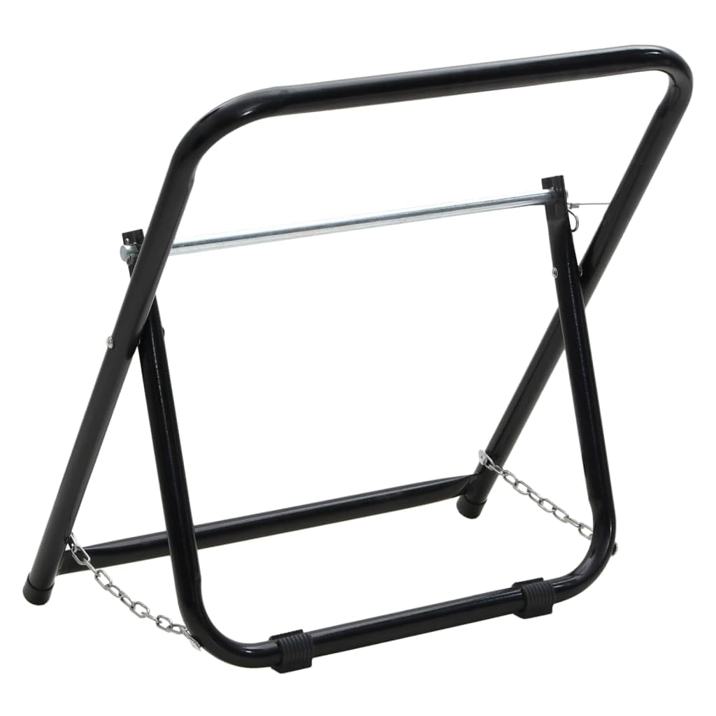 Carrello per tubo da 48 cm, 45 kg, nero, in acciaio verniciato a polvere, pieghevole e mobile, con avvolgitubo e supporto per tubo flessibile per irrigazione da giardino