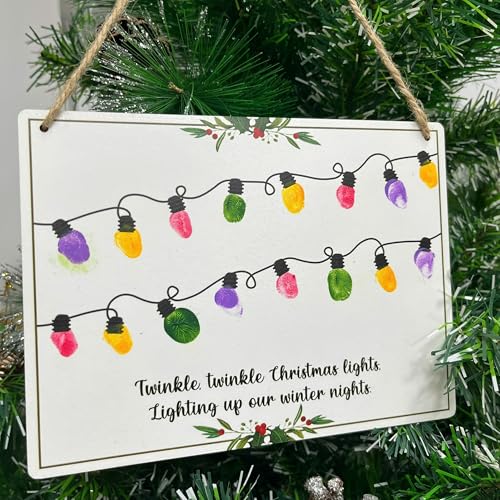 Trumpetic BIWP-2304-1 Fingerprint Christmas Lights, Baby'S First Christmas Diy Fingerprints Handprint Hanging Sign Christmas 2024, Christmas Art Craft, Holiday Craft, School Activity, Kids Toddler, Gift, Memory Keepsake thumb #4