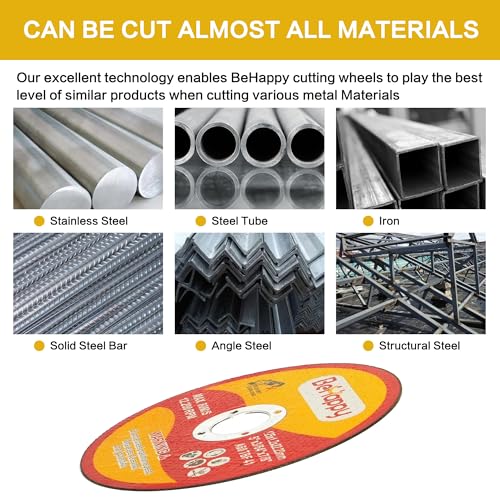 BeHappy Cut Off Wheels 50 Pack, 4-1/2" Cutting Wheels, Cut Off Wheel for Angle Grinder, Metal, Stainless Steel, Wood, 4-1/2" x 0.45" x 7/8" by BeHappy - Image 4