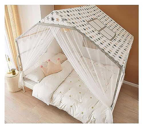 Cortina de cama con postes de madera y mosquitera diseño Alce 6