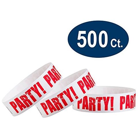 500 WristCo Red Party Tyvek Wristbands for Events - Comfortable Tear Resistant Paper Bracelets ID Wrist Bands for Concerts Festivals Admission Party Identification Tours Cover