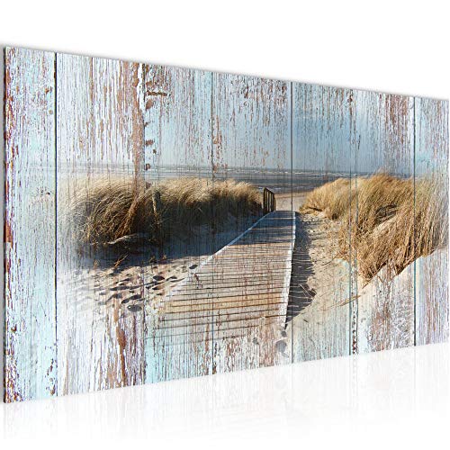 Bilder Strand Meer Wandbild Vlies - Leinwand Bild XXL Format Wandbilder Wohnzimmer Wohnung Deko Kunstdrucke Blau 1 Teilig - MADE IN GERMANY - Fertig zum Aufhängen 604012b