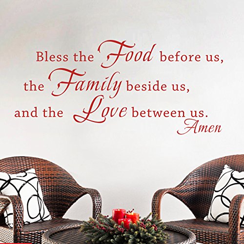 DigTour WallArt Bible Wall Decal Bless The Food Before Us Vinyl Religious Lettering Scripture Verse Wall Quotes Home Art Decoration Dark Brown