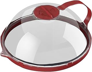 ATORSE Microwave Splatter Cover for Food Portable House Items Microwave Plate Cover Red Cover with Drain