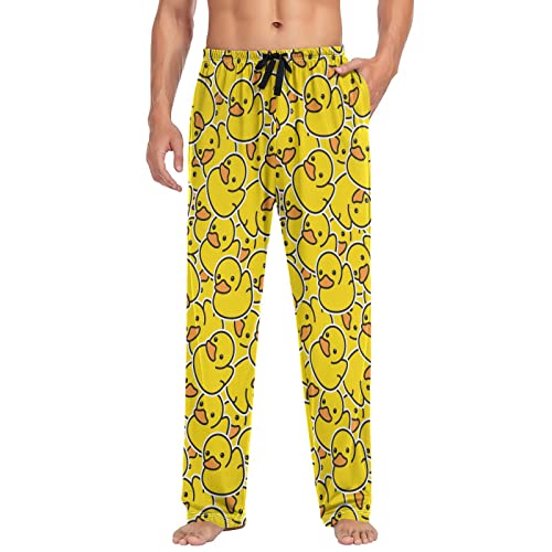 Cartoon Yellow Duck Pajama Pants Cute Animal Lounge Sleepwear PJs Men's Pajama Bottoms Casual Sleep Pants XL4