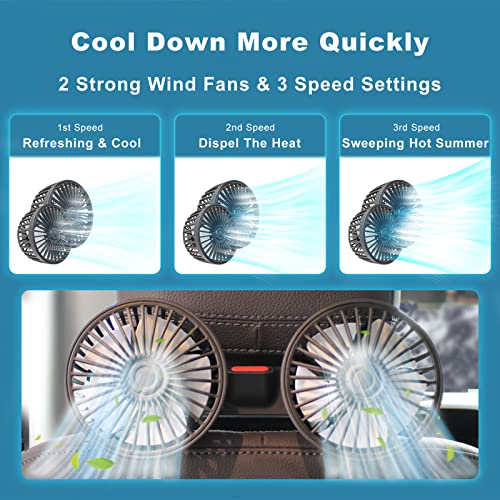 Xuenair Car Seat Fan, [Double Cooling Car Fan] Small Adjustable Portable Fan For Car Backseat, Clip On Car Seat Usb Cooling Fan For Suv Pickup Truck Off-Road Vehicle (Double) #TOP2