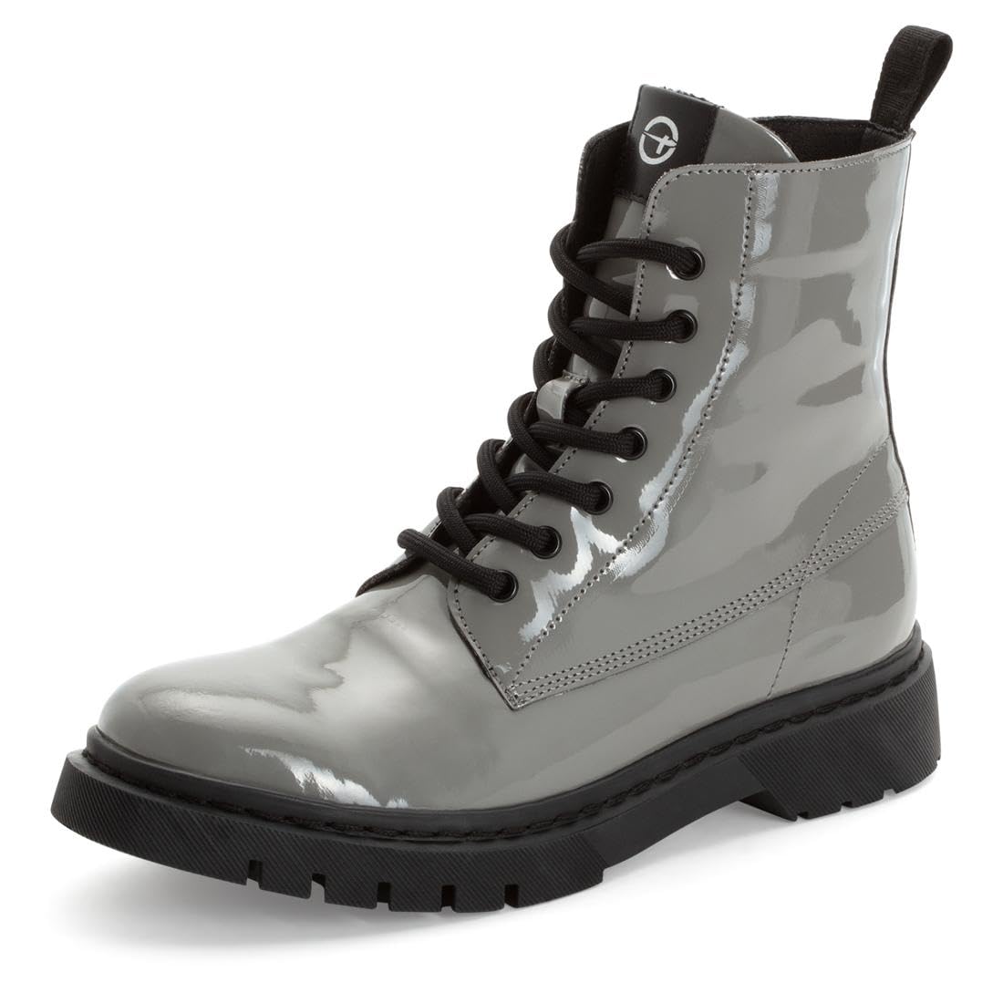 Tamaris Women's Damen Lace Boot Flat 1-25833-41 Ankle, Taupe Patent, 6 UK