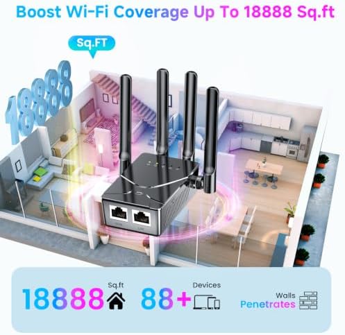 WiFi 익스텐더 신호 부스터, 16k 평방 피트 인터넷 부스터 리피터 가정용 — 사진 3