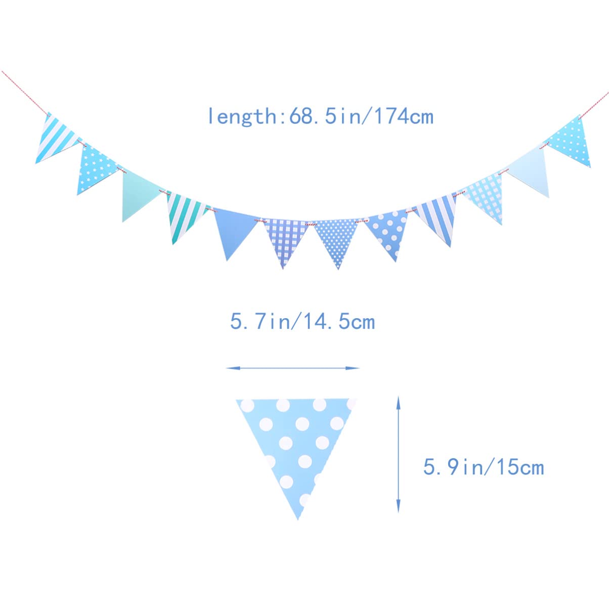 MERRYHAPY 2.2m Paper Dot Triangle Pennant Banner Birthday Decorations Triangle Banner Flags