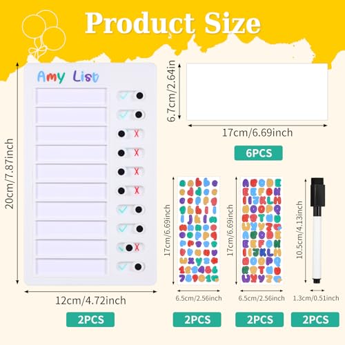 Smivyhp 2 Stück To Do List Kinder, Abwischbar Checklist Boards, To Do Planer Checklist Tafel DIY Chore Chart Memo Checklisten Boards mit 6 Blanko Papier, 2 Whiteboard-Marker, 2 DIY Aufkleber
