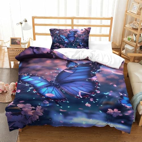 Housse de couette papillon 135x200 microfibre zippée anti-plis - 2