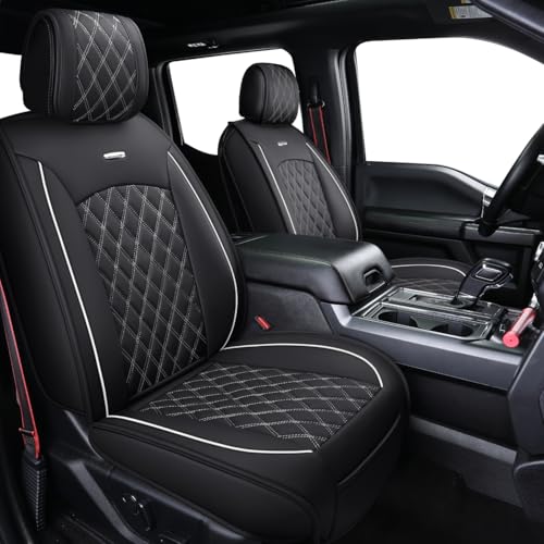 Image of Aierxuan Car Seat Covers for Ford F150 F250 F350 F450 Truck (Black-White)