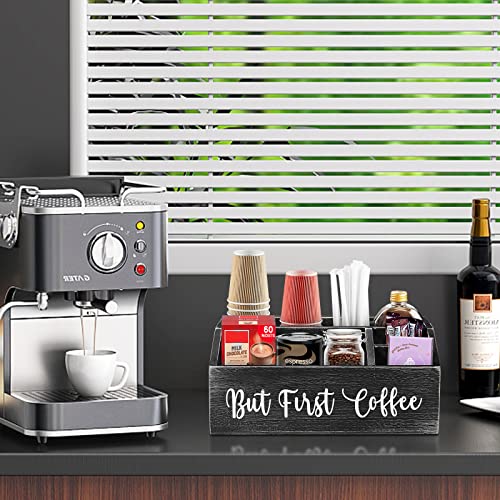 Coffee Station Organizer-Wooden Coffee Bar For Countertop, Farmhouse Accessories And Organizer Decor Coffee Pod Holder Storage Basket #TOP1