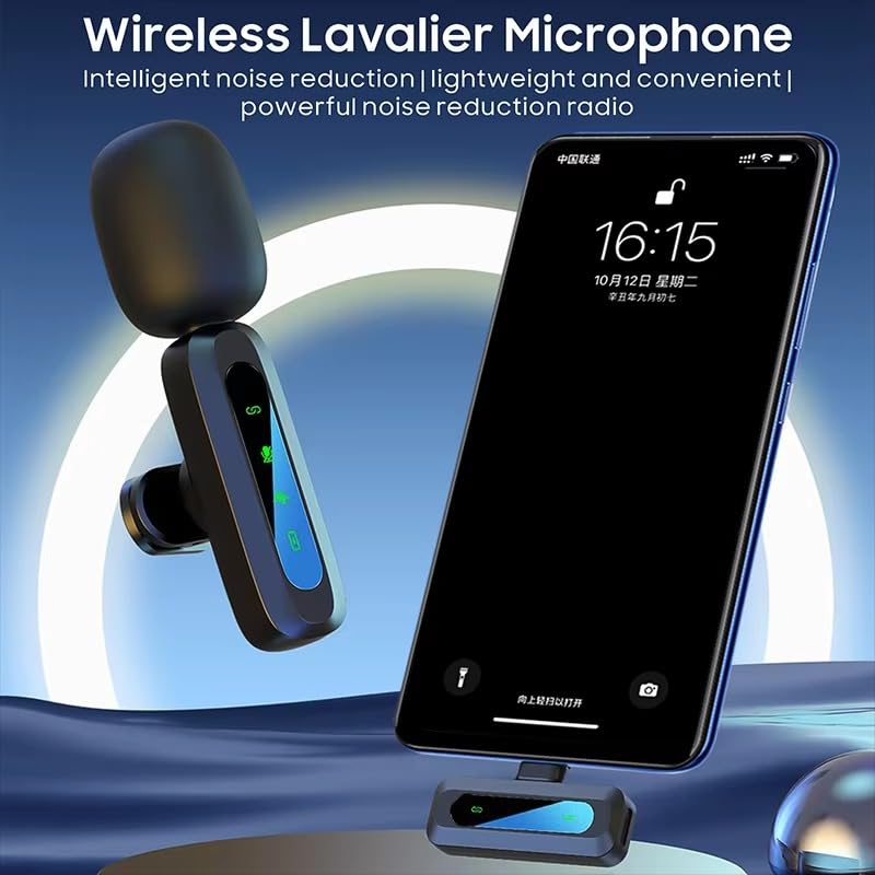Image of GADGETSWEAR AI J3 Single Wireless Lavalier Microphone with Furry Windshield, Collar Mic for Android, iPhone & USB Devices, Noise Cancelling Mic for Vlogging, YouTube, Podcasting, Interviews