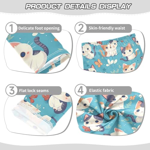 Cute Cats Girls' Leggings Toddler Doodles Butterflies Kids Yoga Pants Dance Active Tights 4T3