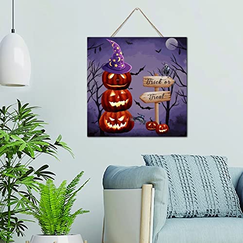 Plaque murale Halloween bois avec dictons citrouille effrayante et fantôme vintage de salon
