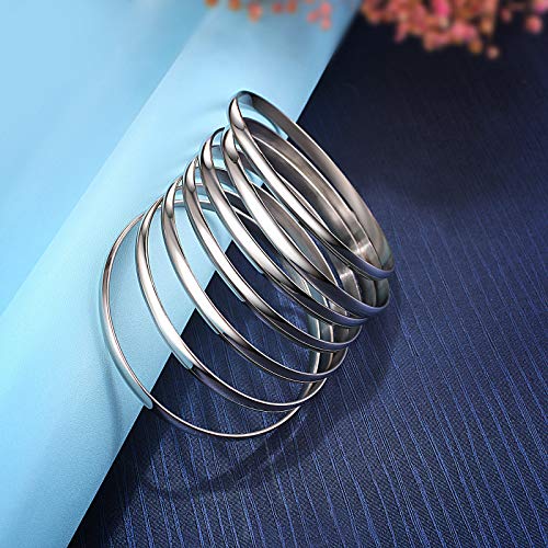 Castillna Stainless Steel Extra Extra Large (XXL) Plus Size Bangle Bracelets Set for Women, Set of 7 Pieces, 9.6 Inches2