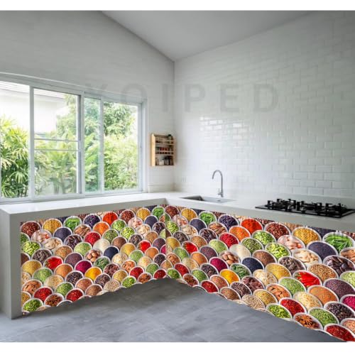 Image of Under Sink & Counter Curtain for Modular Kitchen - Printed Fabric Rod Pocket Hanging Skirt, Washable Under-Counter Cover, Pack of 2 Panels (Each Panel: 150 x 70 cm) (Masala)