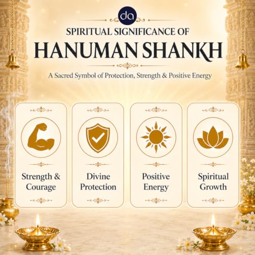 Image of 999 Silver & 24K Gold Plated Hanuman Shankh - 4.6 Inch Showpeice | Bajrangbali Dual-Tone Conch Shell for Puja Room, A Decorative Hanuman Gift