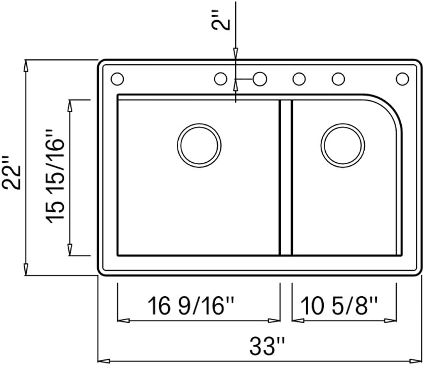 Super Sale 🛒 Transolid RTDJ3322-16 Radius 33-in x 22-in x 9.5-in Granite 1-3/4 J-Shaped Double Drop-in Kitchen Sink with 1 Pre-Drilled Faucet Hole, Cafe Latte