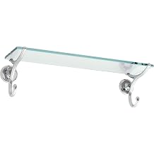 Ginger Circe Tempered Glass Bathroom Shelf 24 Inch Wall Mounted Glass Shelves, Polished Chrome