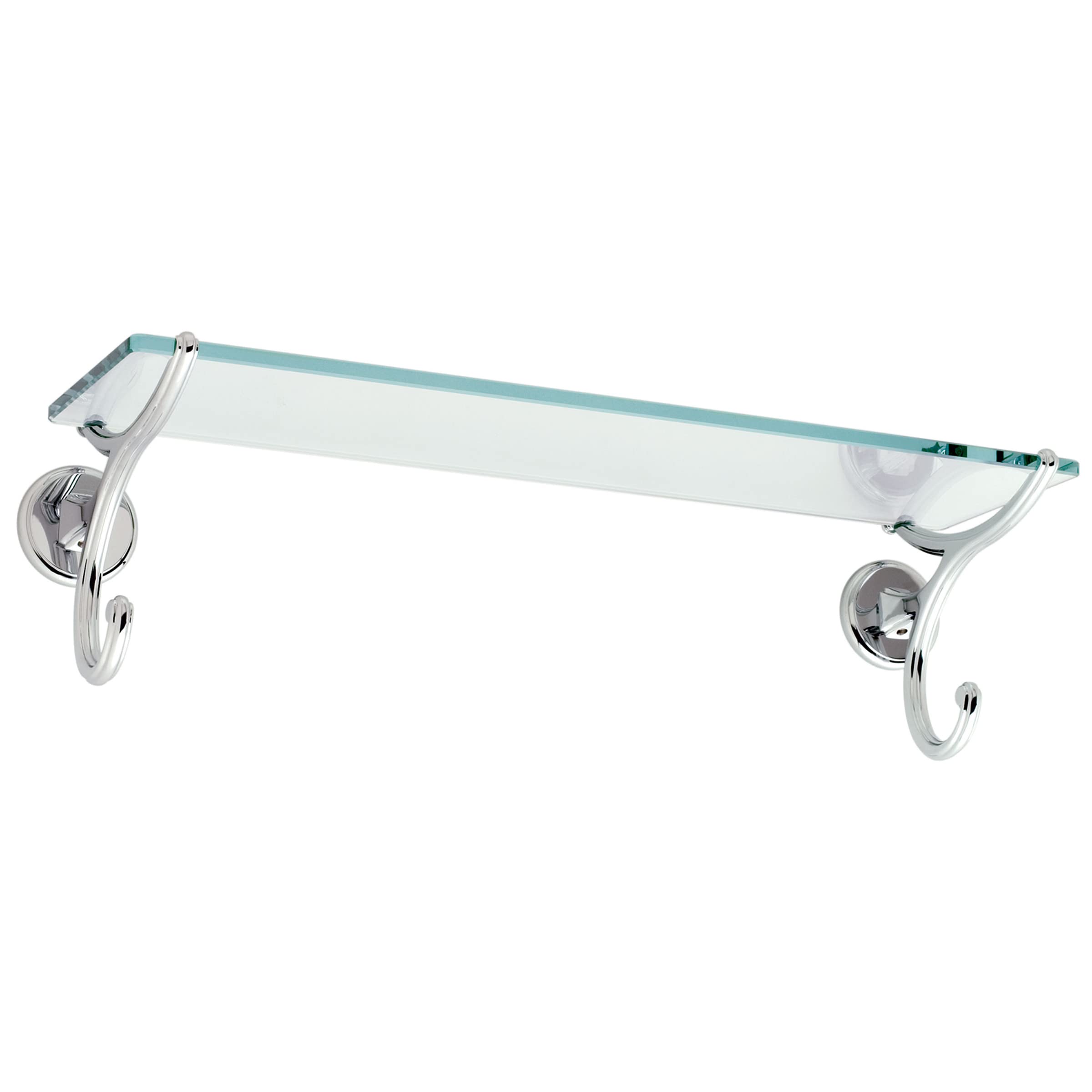 Ginger Circe Tempered Glass Bathroom Shelf (24 Inch) Wall Mounted Glass Shelves, Polished Chrome