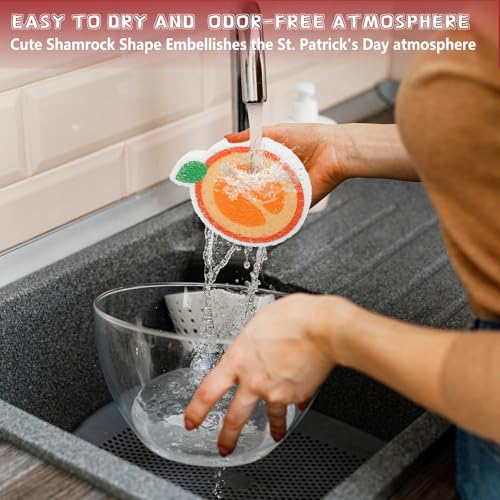 Image of JarThenaAMCS 12Pcs Fruit Shaped Kitchen Sponges 6 Design Cute Apples Orange Watermelon Strawberry Water Absorbing Dish Washing Sponges Non Scratch Household Cleaning Scrub Tools for Washing Dishes